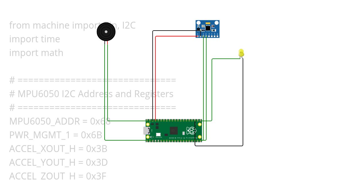 pi pico mpu6050 with LED Copy simulation