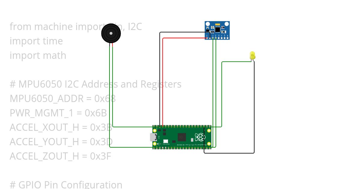 pi pico mpu6050 with LED Copy (2) simulation