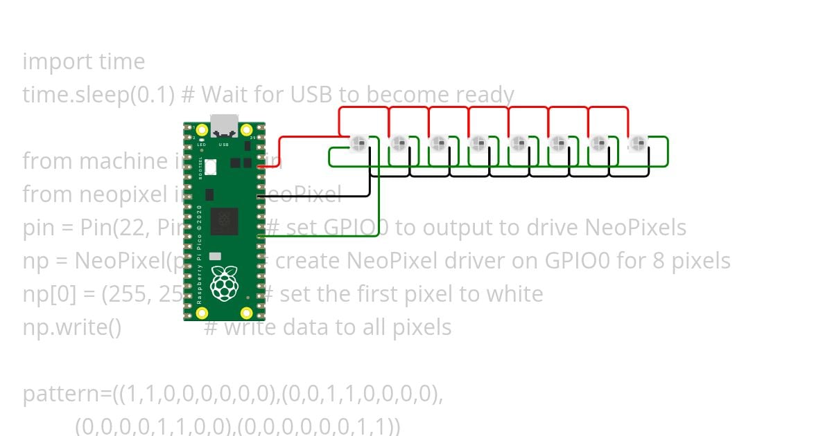 neopixel running led simulation