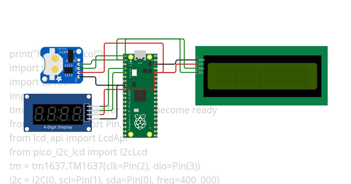 tm1637 rtc clock simulation