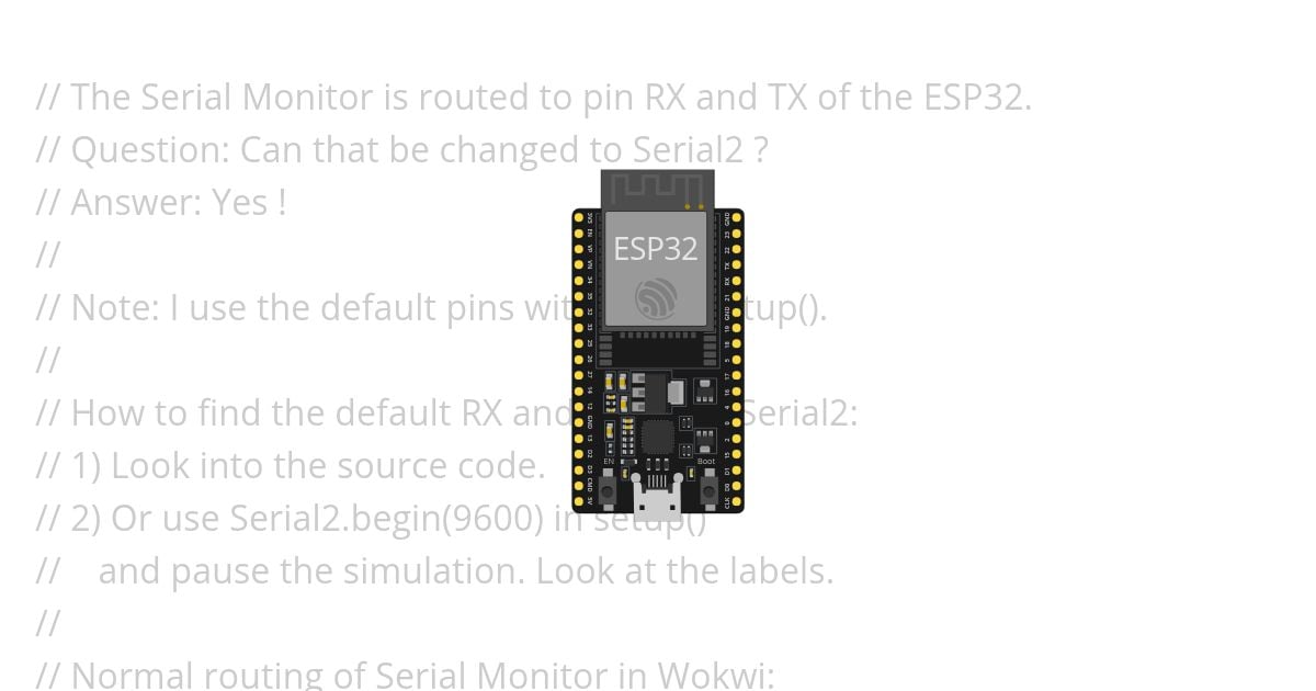 ESP32: Route Serial2 to the Serial Monitor simulation