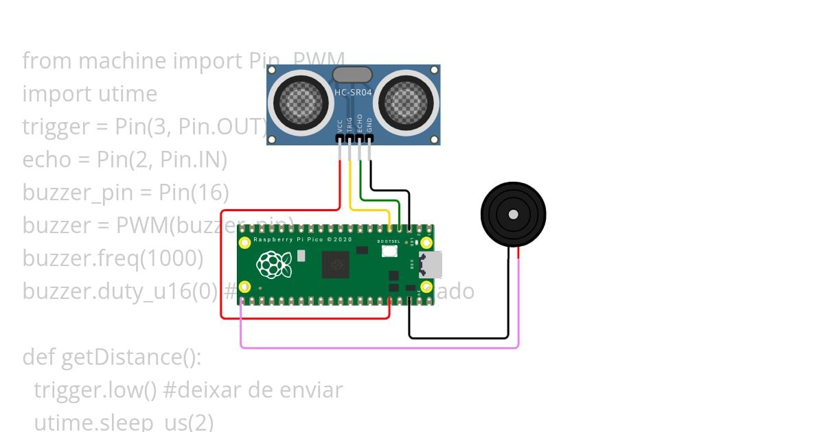 sensor ultrasom com buzzer com led