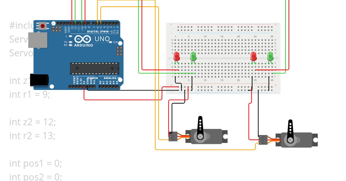 2 Servo + 4 LED Vaja RP simulation