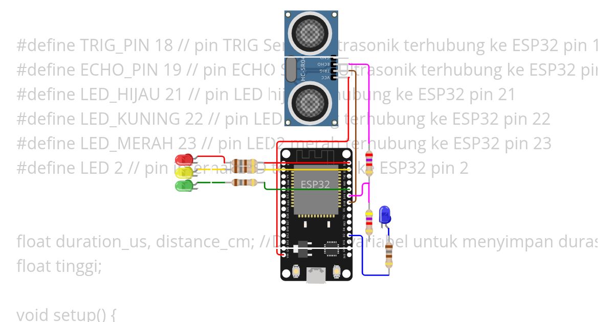 HC-SR04 ESP32 3LED simulation