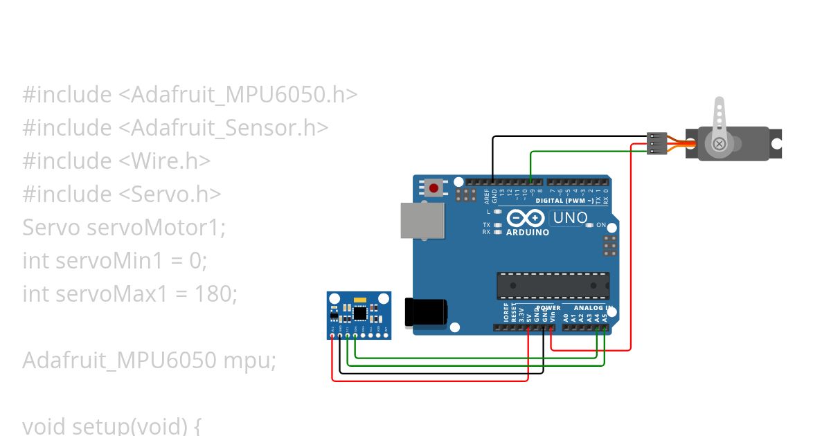 MPU6050 Servo Control simulation