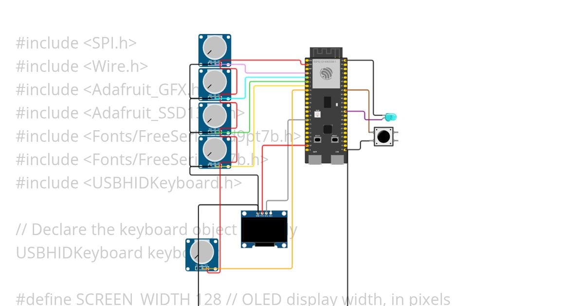 ESP32 S3 Deej Mixer Breadboard simulation