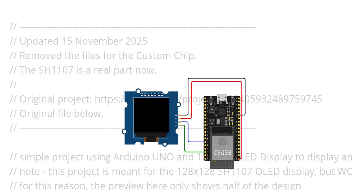 The SH1107 is a real part now, no longer a Custom Chip. simulation
