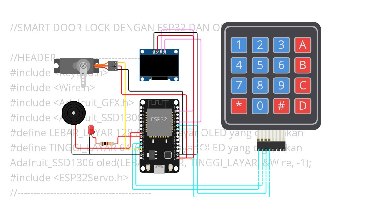 SMART DOOR LOCK DENGAN ESP32, KEYPAD DAN OLED  Copy simulation