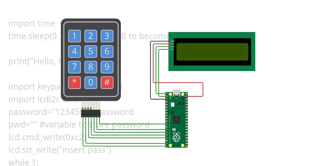 keypad example 4x3 password simulation