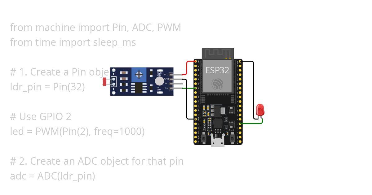 LDR and LED PWM simulation
