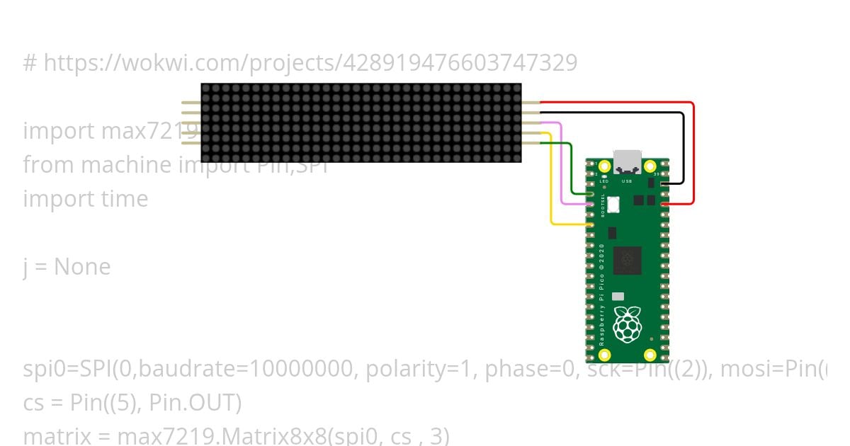 Raspberry PI Pico and MAX7219 with MicroPython simulation