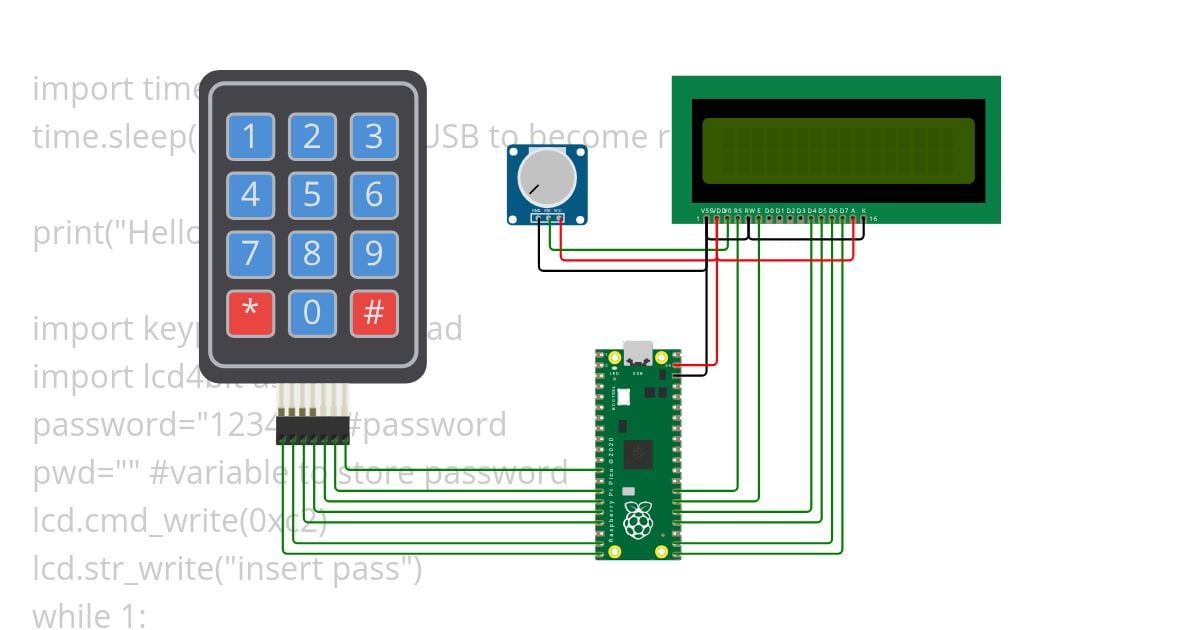 keypad 4x3 lcd 4 bit q3b1 simulation