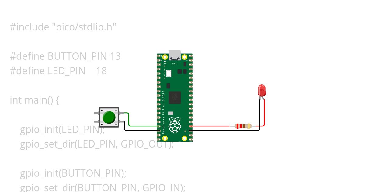 Embedded tasks. Led with a button. simulation
