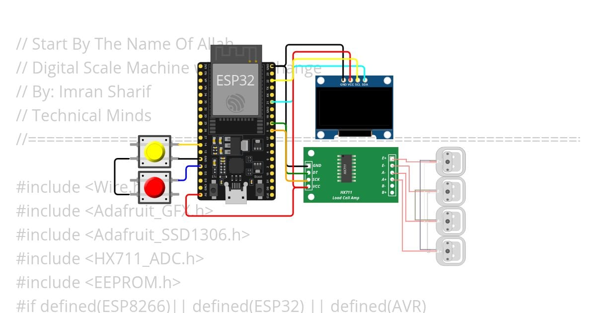 Weighing scale with OLED SSD1306 simulation