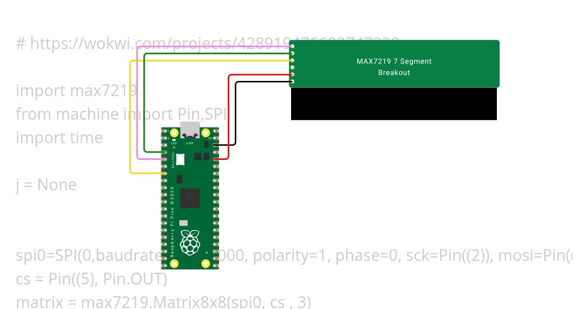 Raspberry PI Pico and MAX7219 with MicroPython Copy simulation