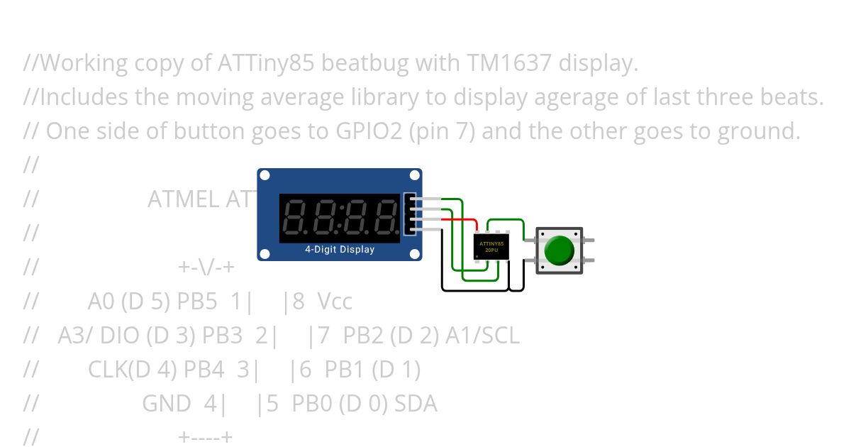 ATTiny85 Pushbutton Beatbug_V1 simulation