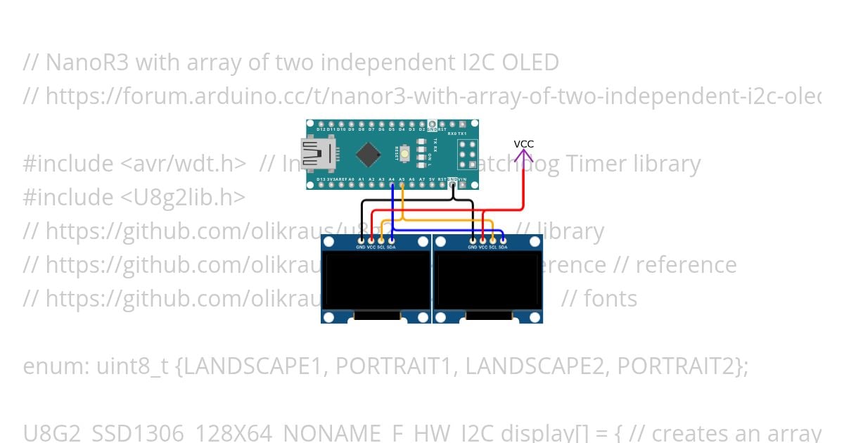 Array of independent I2C OLED_V1 simulation