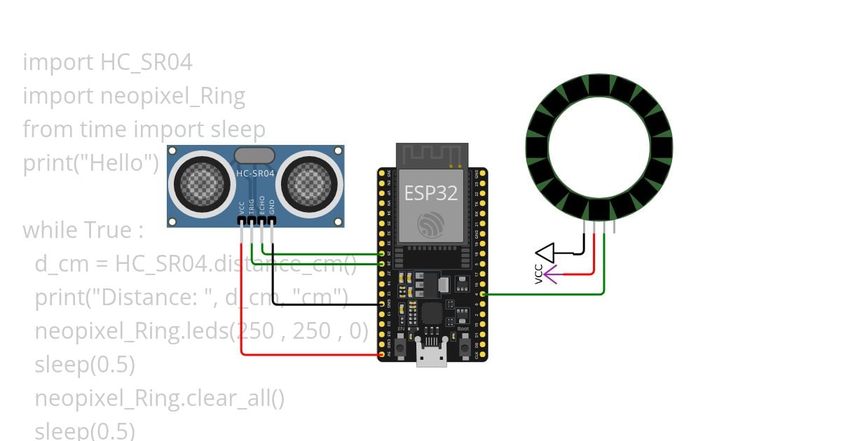 ESP32 HC SR04 & Neopixel simulation