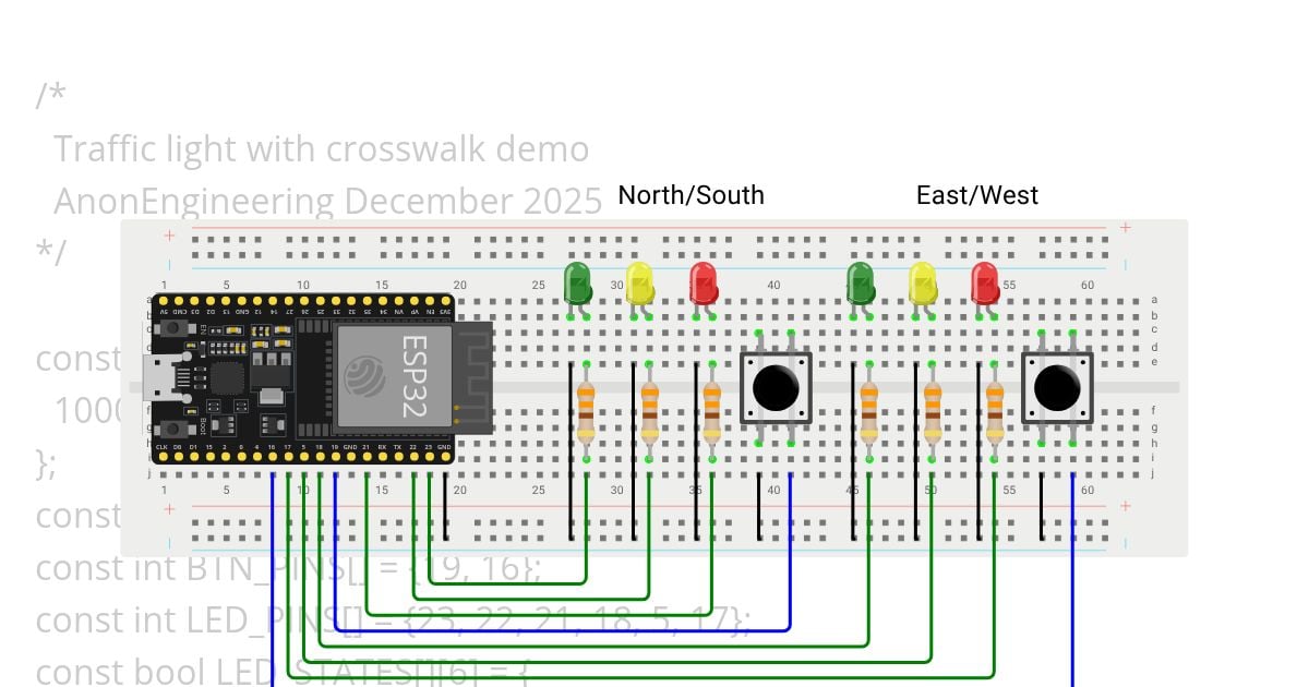 Simple Traffic Light w/Crosswalk simulation