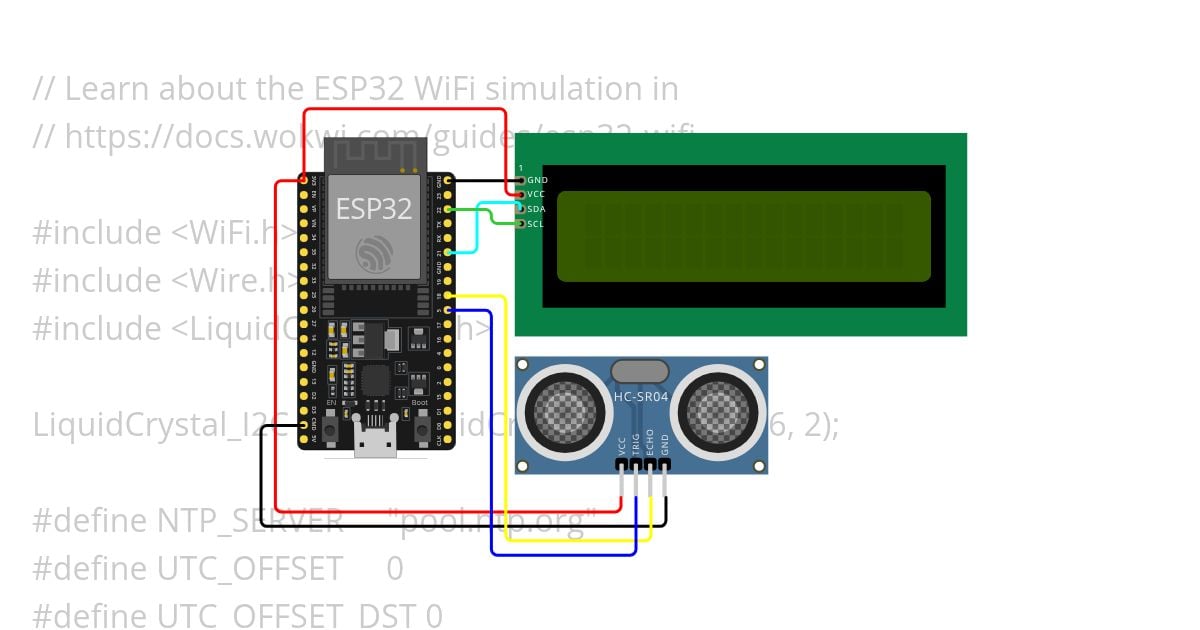 ESP32 NTP_HC-SR04_I2C