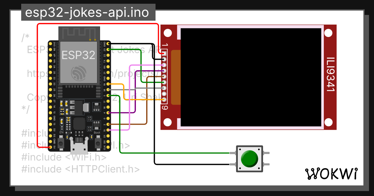 esp32-jokes-api.ino Copy - Wokwi ESP32, STM32, Arduino Simulator